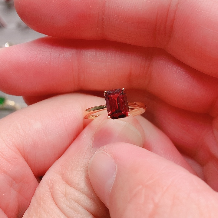 石榴石戒指银S925镶嵌