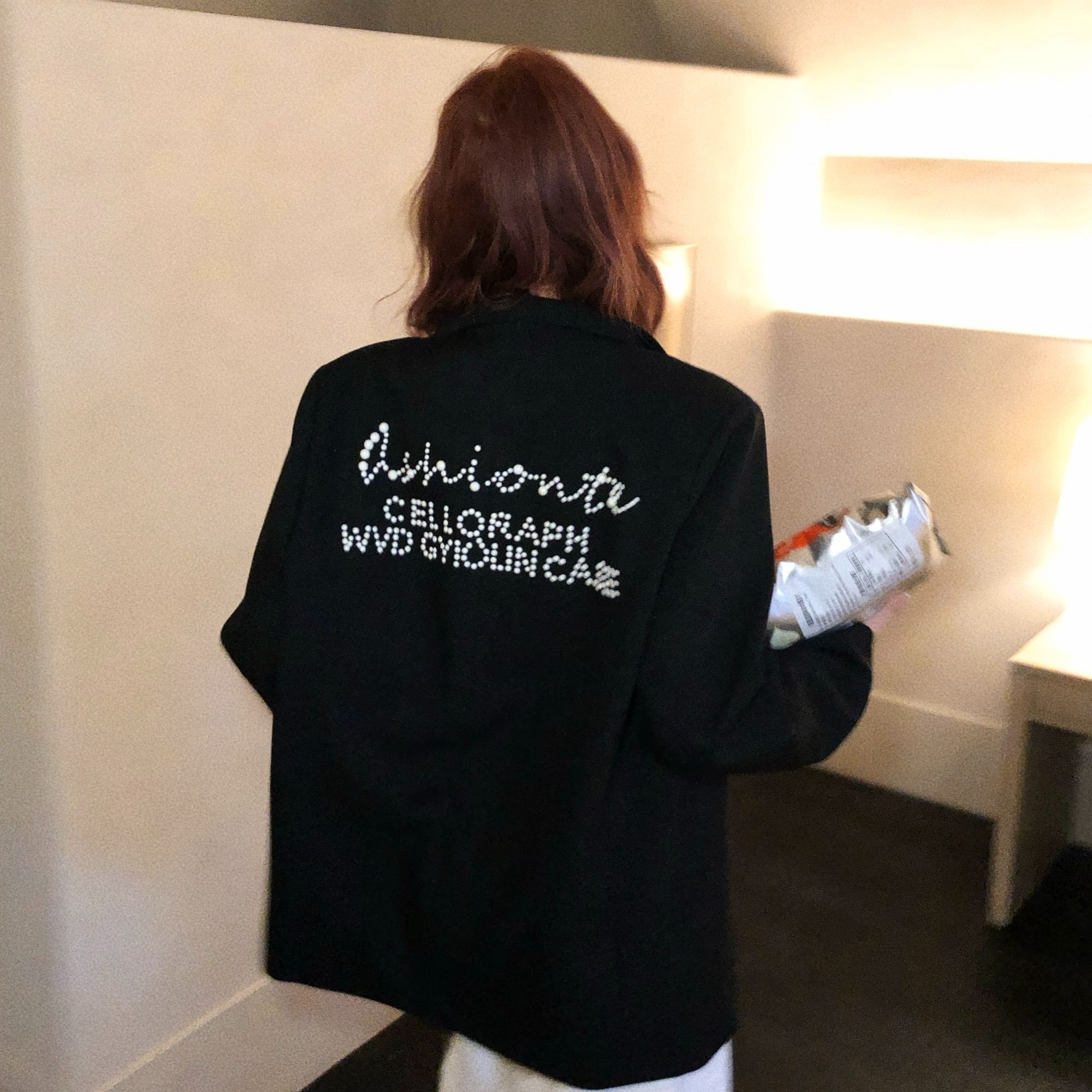 婉君W【珍珠亚麻西装】重磅亚麻 秋季时尚百搭西装外套LWJ25C3C2204