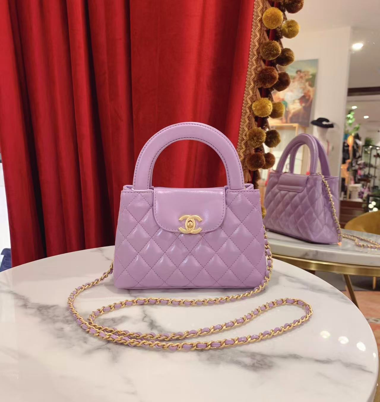 99新 Chanel/香奈儿 GGS香奈儿23k Kelly大号紫金芯片款 85878330