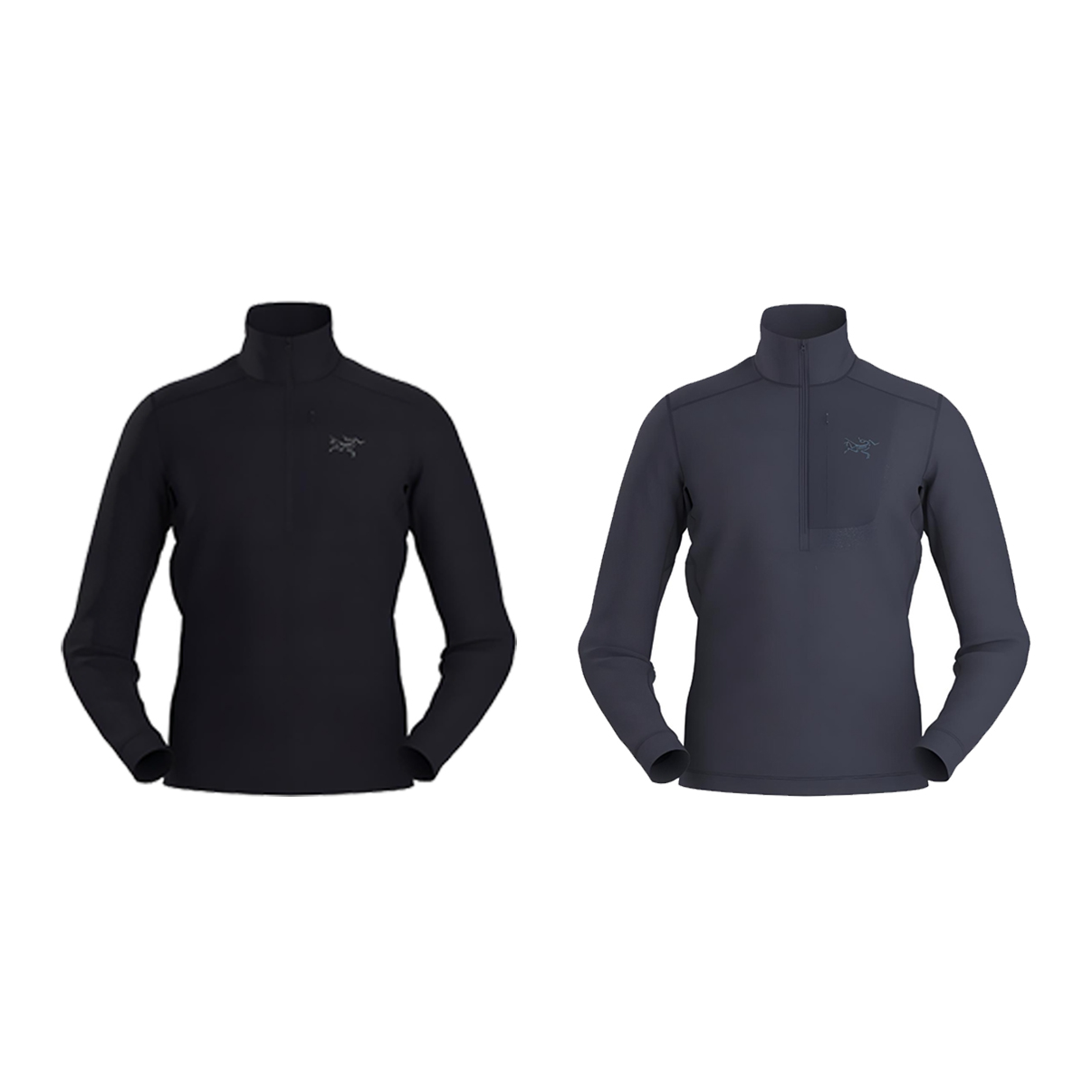 Arcteryx 始祖鸟 Rho LT Zip 纯色logo印花抓绒长袖tee