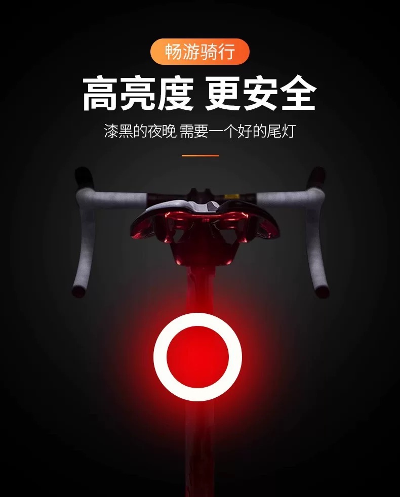自行车夜行尾灯爱心骨头爆闪装饰信号灯公路车骑行创意装备