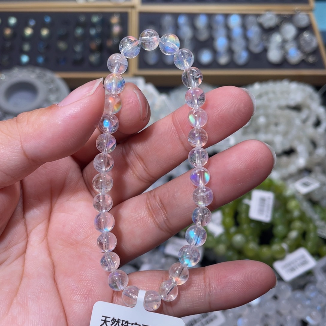 手链未镶嵌长石马岛幻彩月光石手链6mm