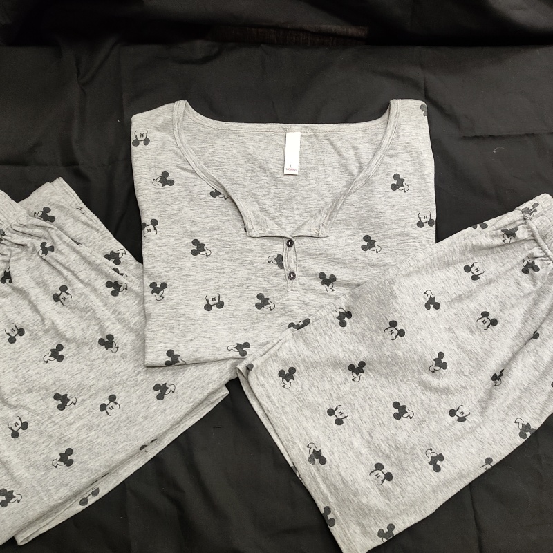 【夏款特价】2025舒适爆款高端短袖短裤米奇宽松可外穿三件套睡衣女