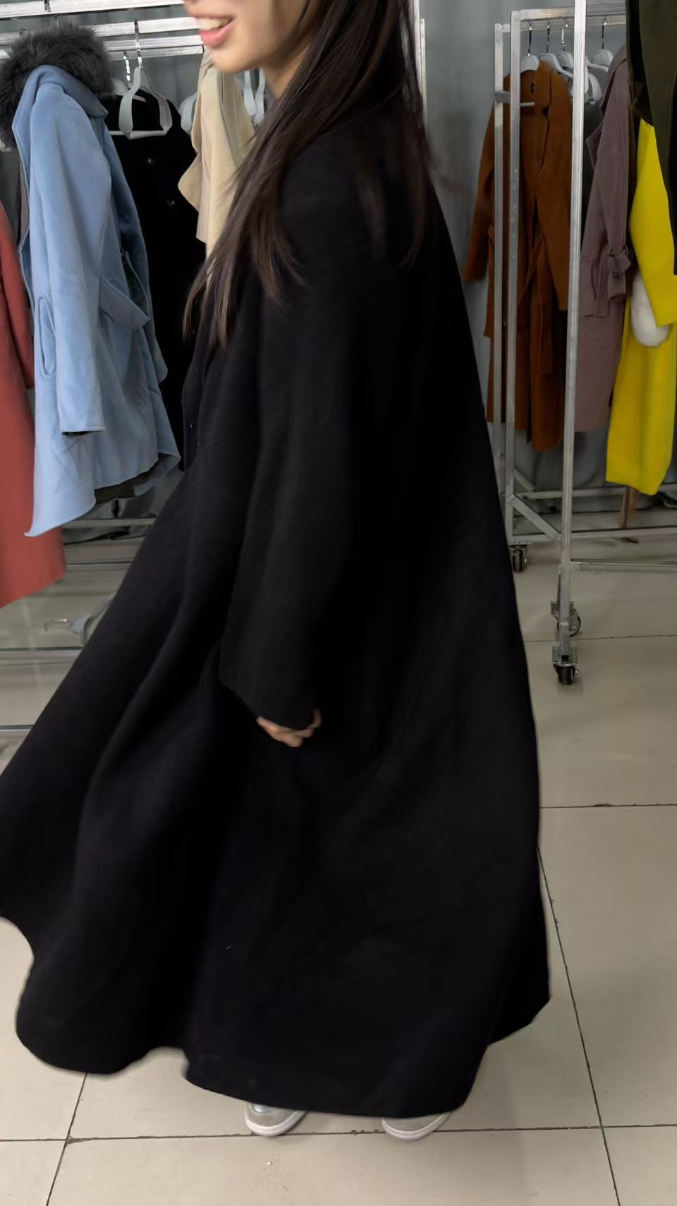 B001-B100洋气毛呢外套宽松中长款外套显瘦