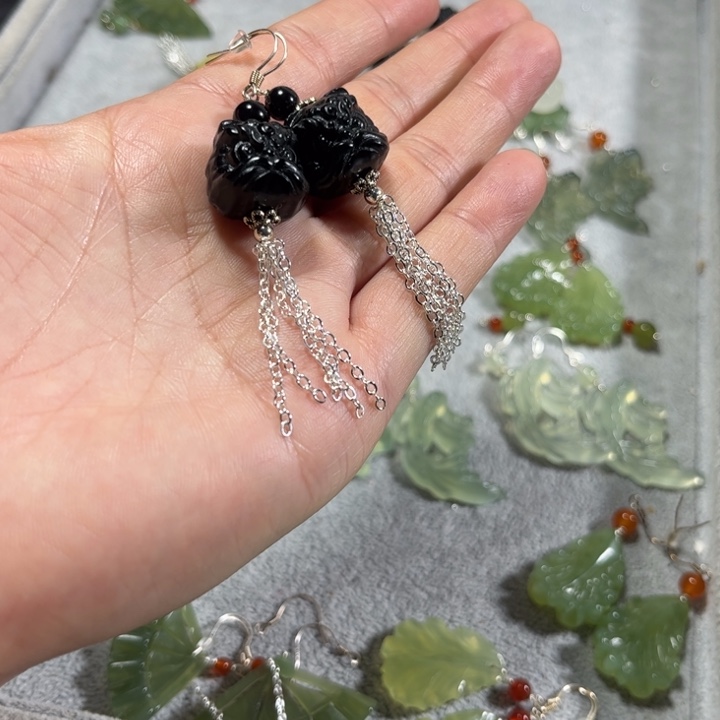 岫玉耳饰未镶嵌耳饰