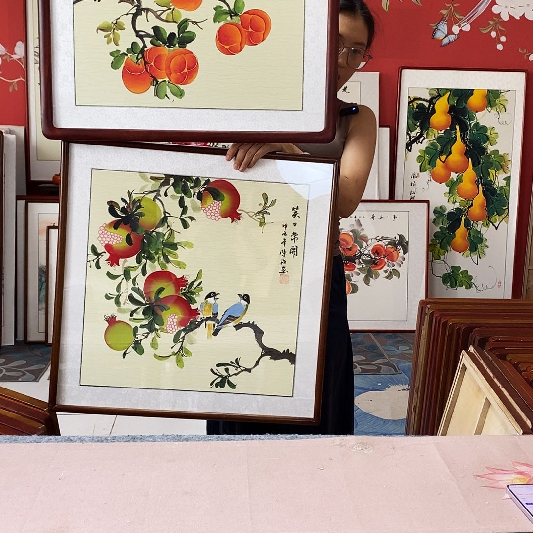 国画手写手绘带框包邮62✖️62国画作品