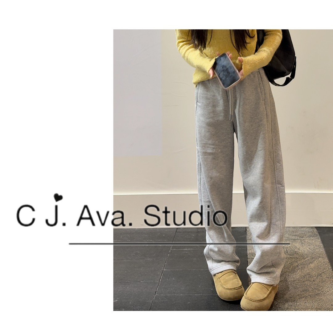 【CJ.Ava Studio】松驰感松紧腰头加绒休闲香蕉卫裤9730