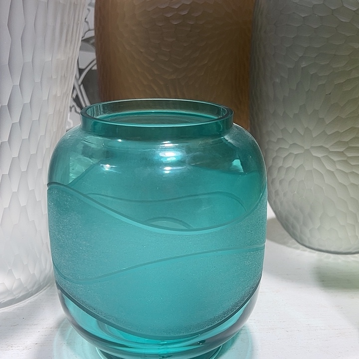 琉璃手工艺品国际绿色磨刻花瓶花器高18口9