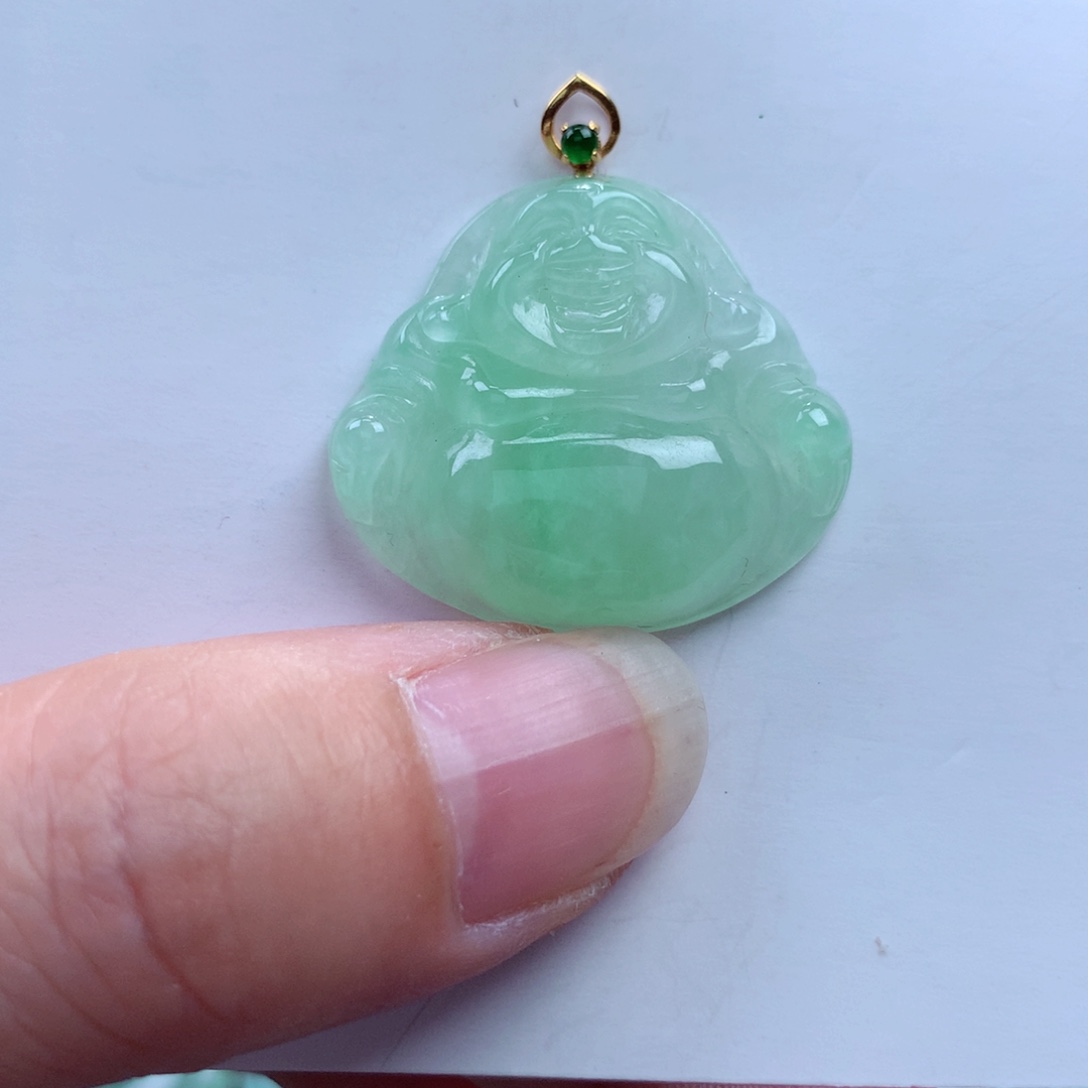 翡翠吊坠(不含链)18K金镶嵌