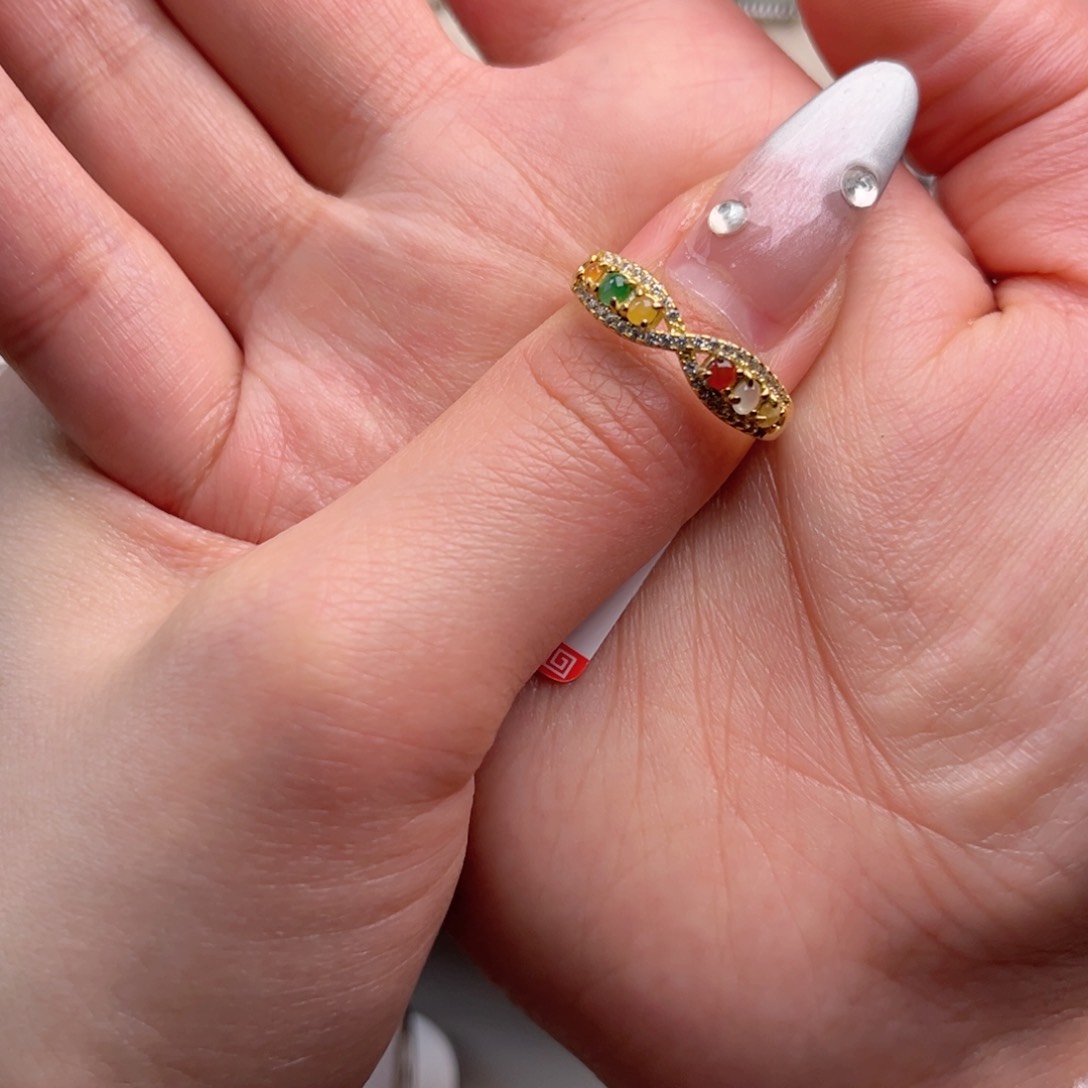 翡翠戒指银S925镶嵌66698