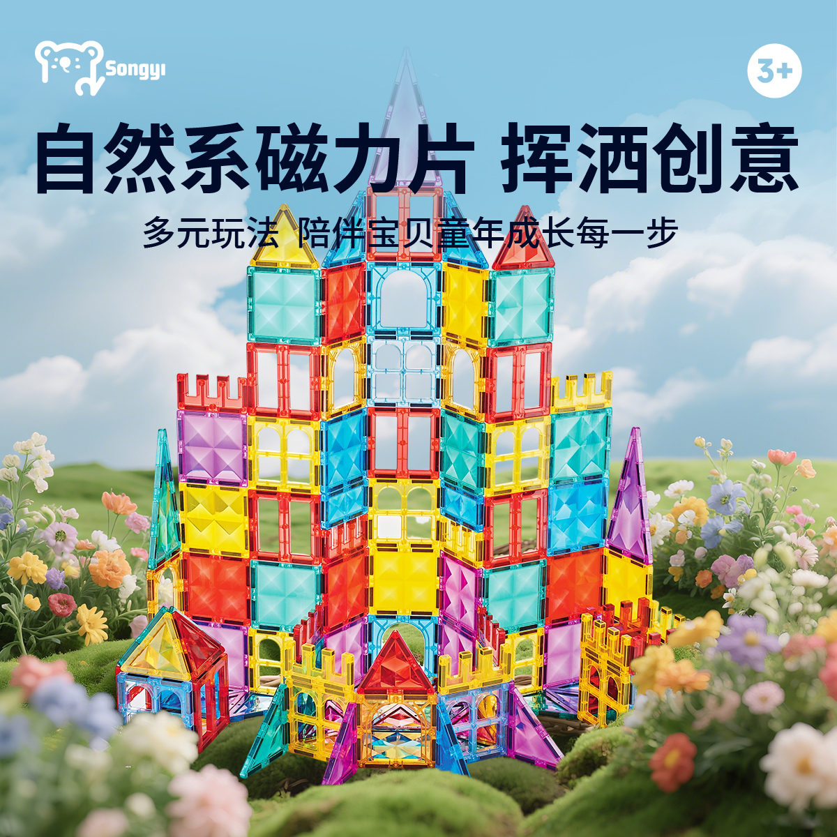 彩窗磁力片星芒磁性积木磁铁积木拼装玩具益智