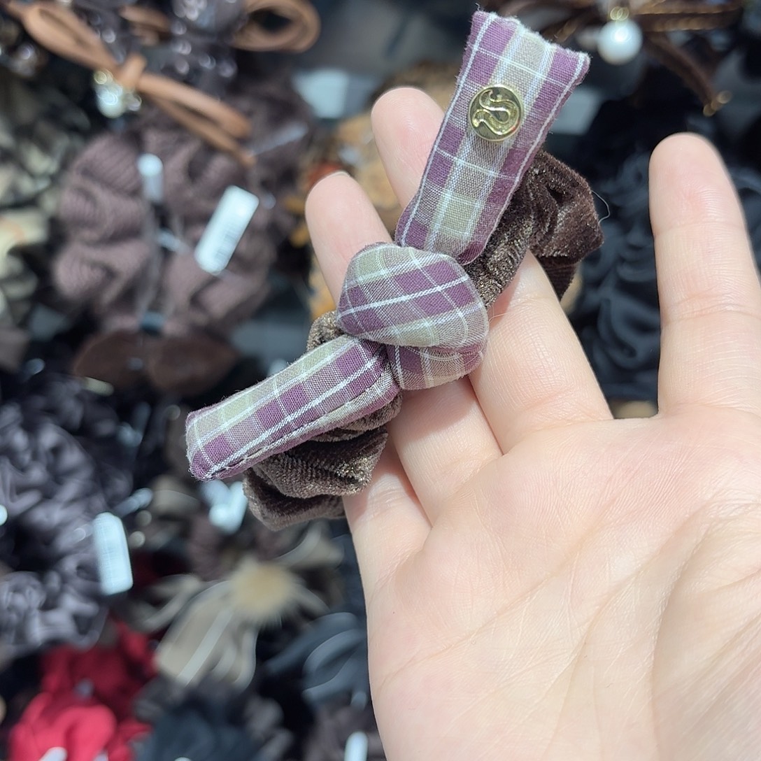 啊***静非金属泡菜格子蝴蝶结发绳