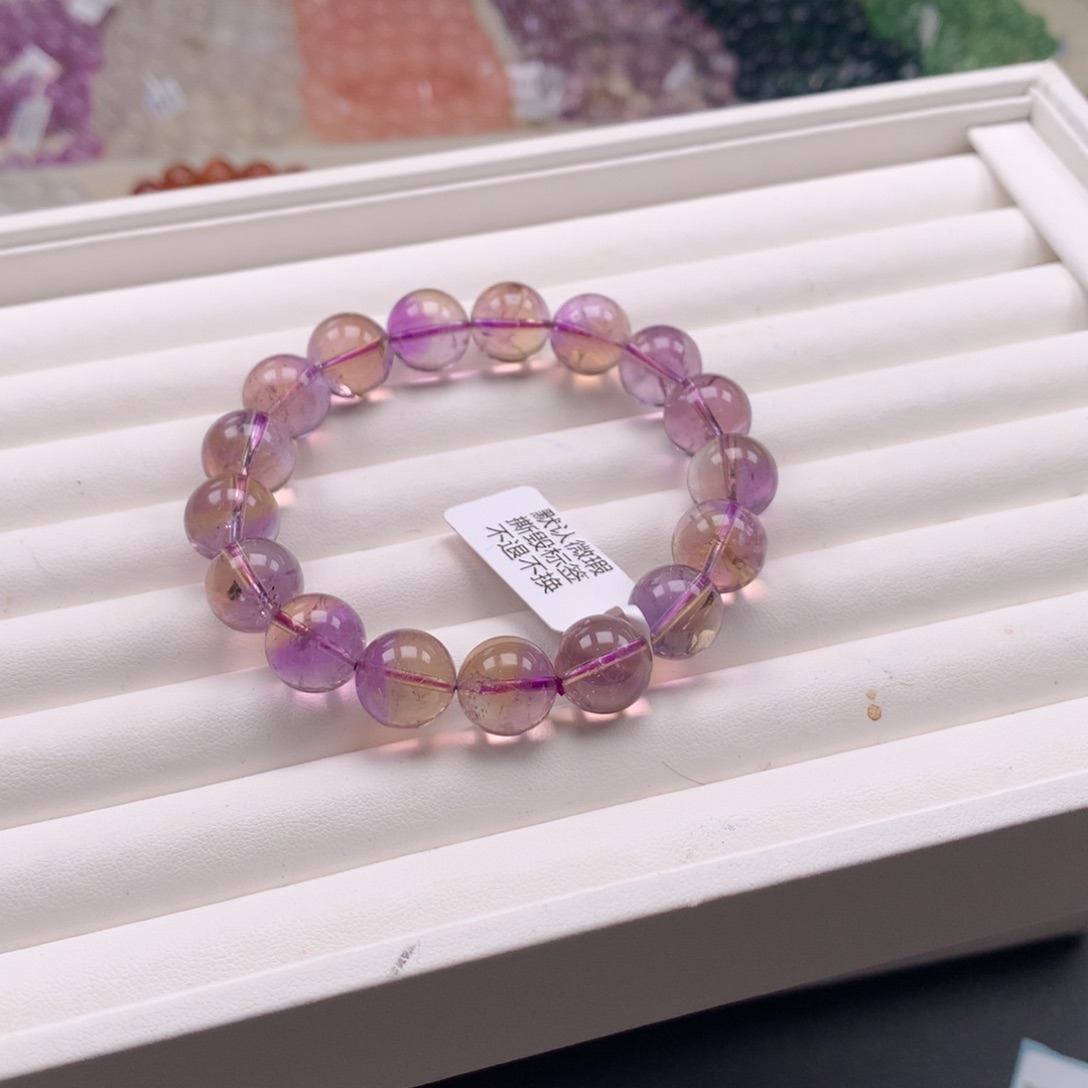 水晶手链未镶嵌紫黄12，B90