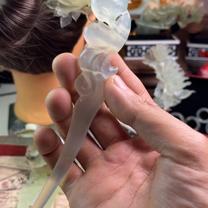 蛇纹石玉发饰合金