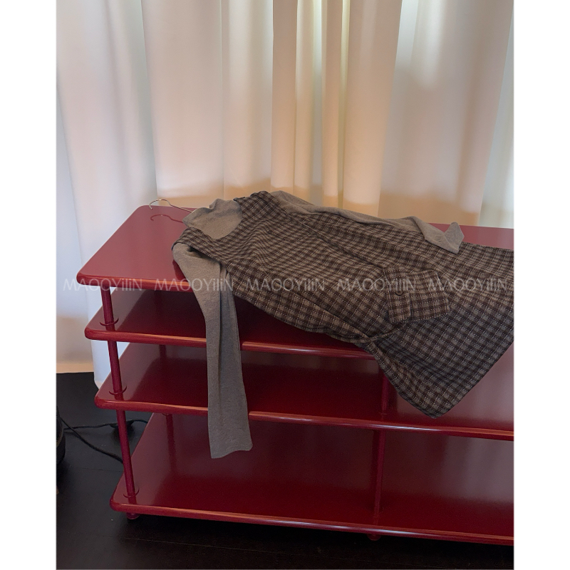 181915【 经典 】格纹背心连衣裙复古休闲显瘦气质