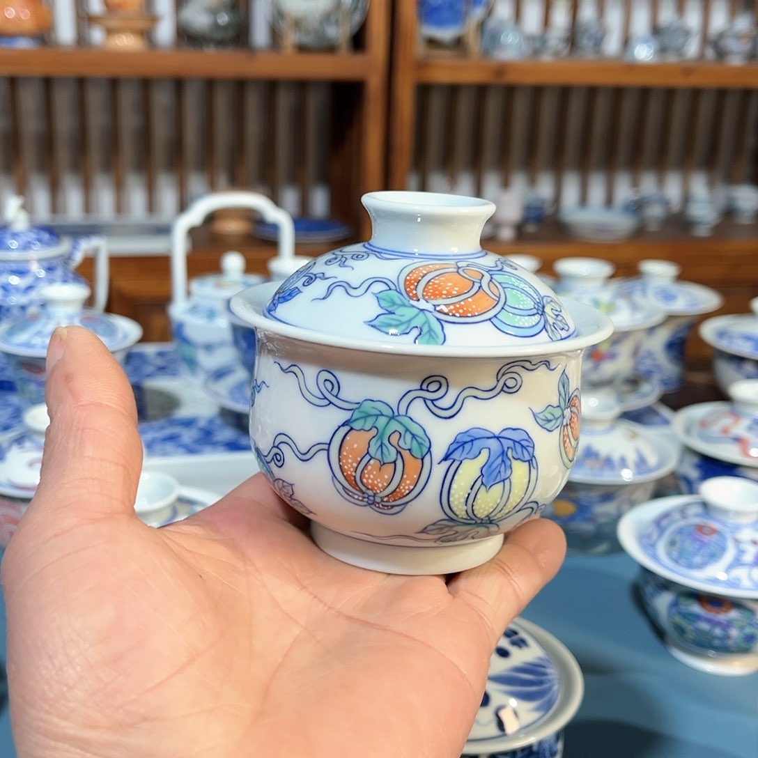 錡镇堂手工手绘盖碗