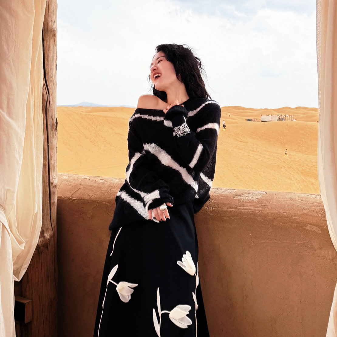 MIRROR 【涛姐精选】 圣托里尼斑马纹幼马海毛毛衣