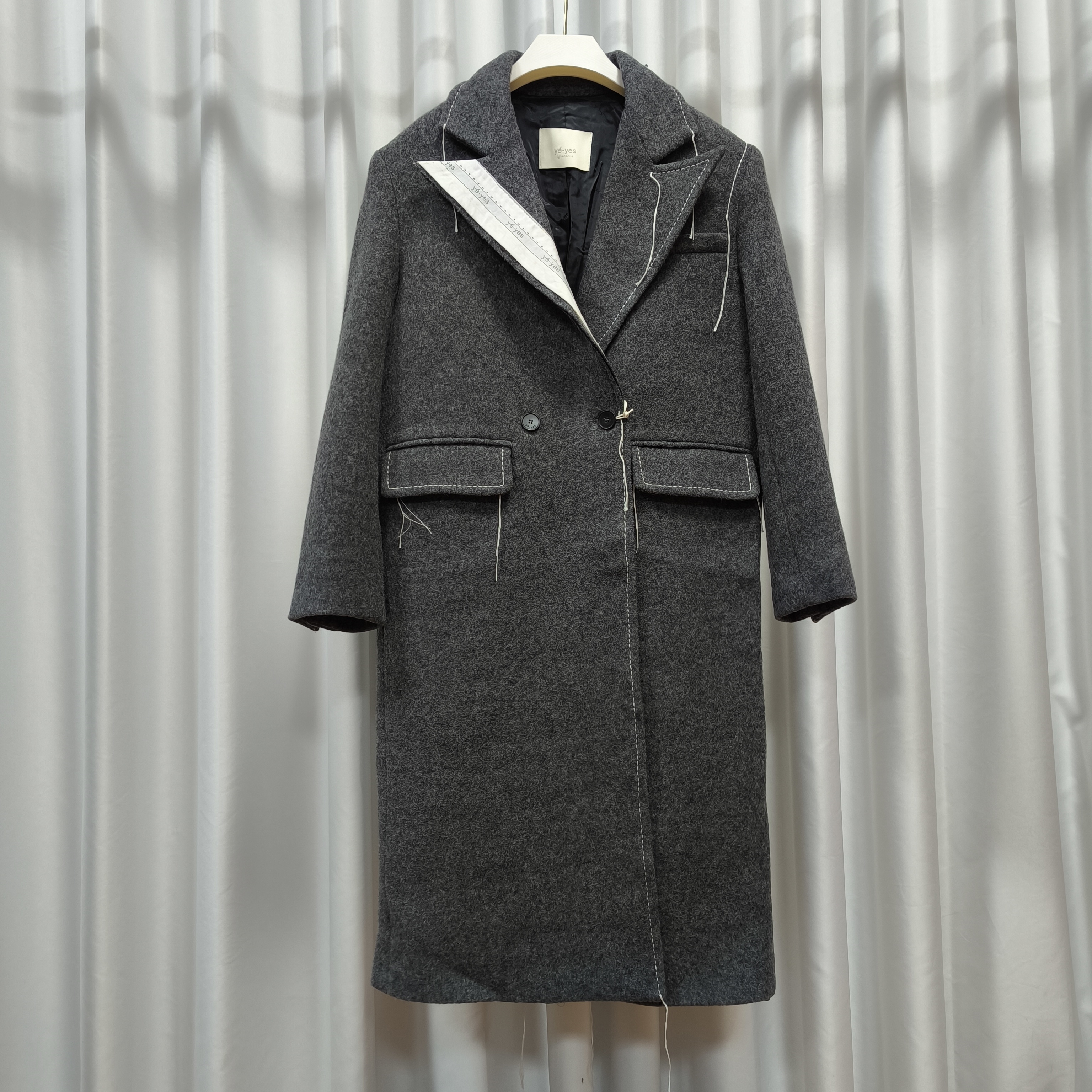 尚系列  E277-5  女装秋冬长款百搭毛呢大衣灰色FW13Y15