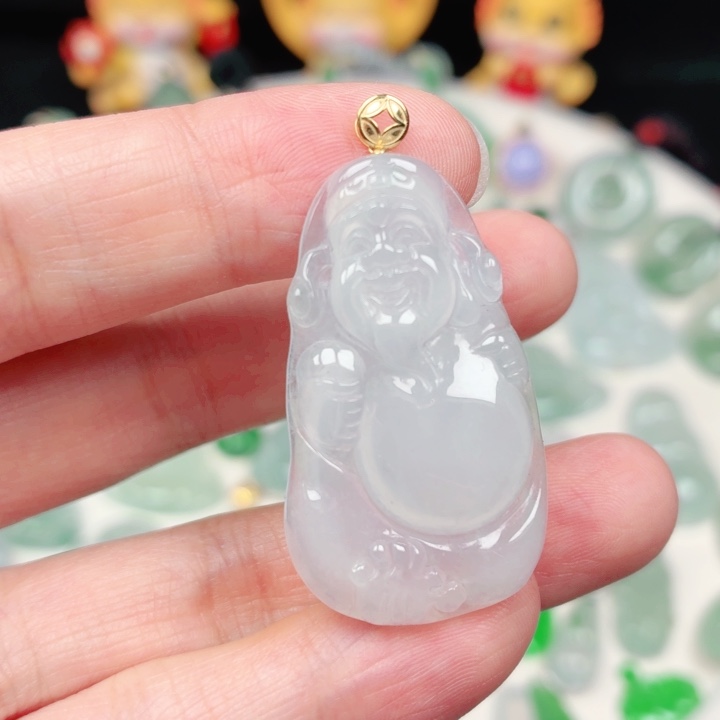 颈饰18K金镶嵌翡翠缅甸天然A货翡翠