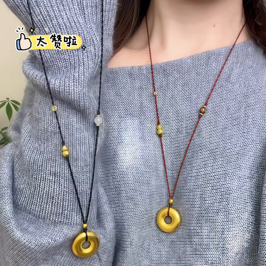金店同款平安扣编绳项链新中式高级感秋冬百搭毛衣链