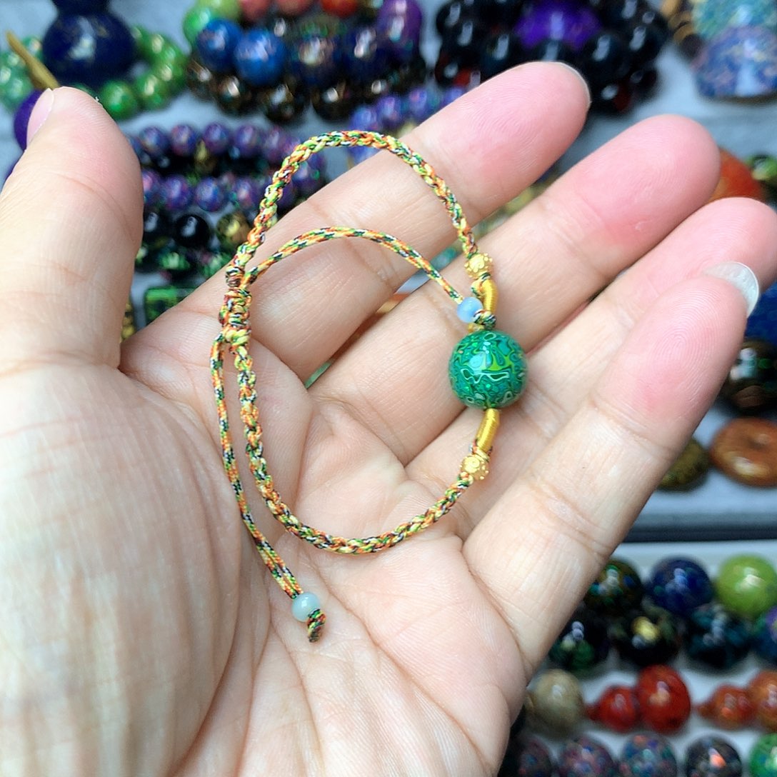 保真非遗大漆工艺1.2欧珀漆珠手工编手链特惠