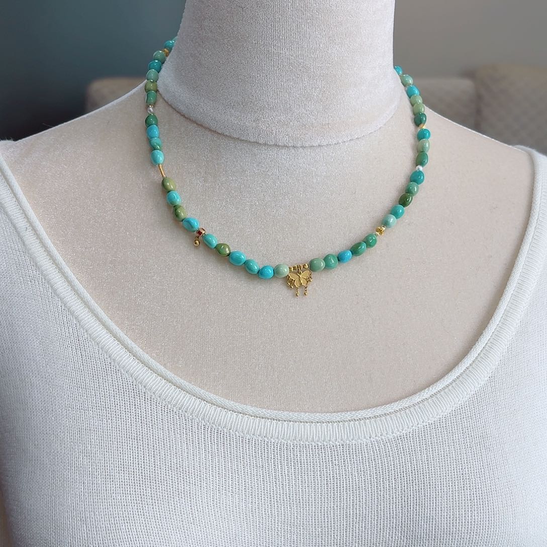 绿松石18K金镶嵌珠宝奇石