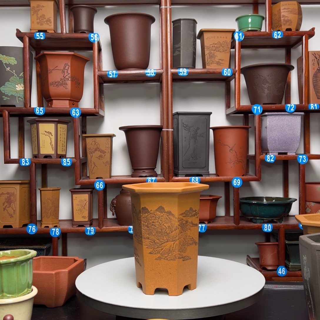 紫砂花盆发****饼六方花盆