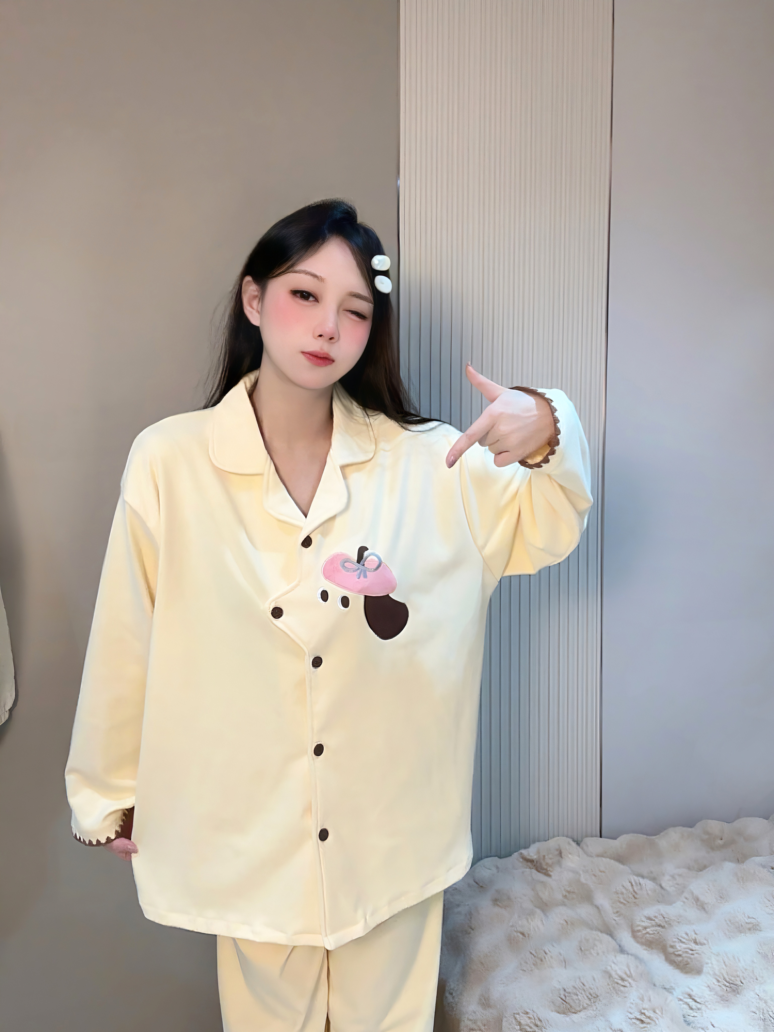 可爱小狗｜德绒加绒230斤微胖女生睡衣甜美宽松长袖新款加大家居服