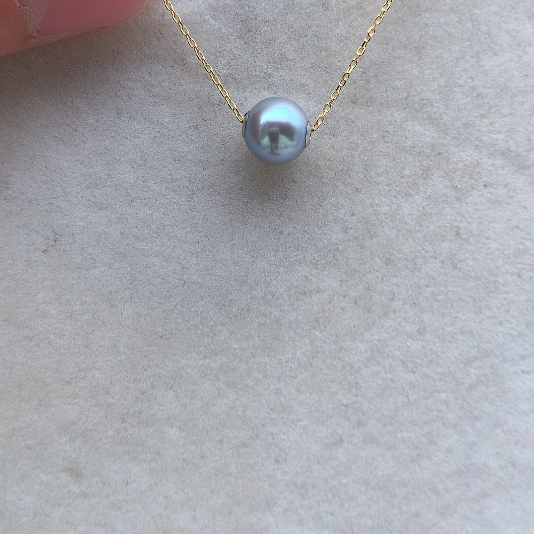 海水珍珠8.5-9mm 真多麻路路通18K金镶嵌