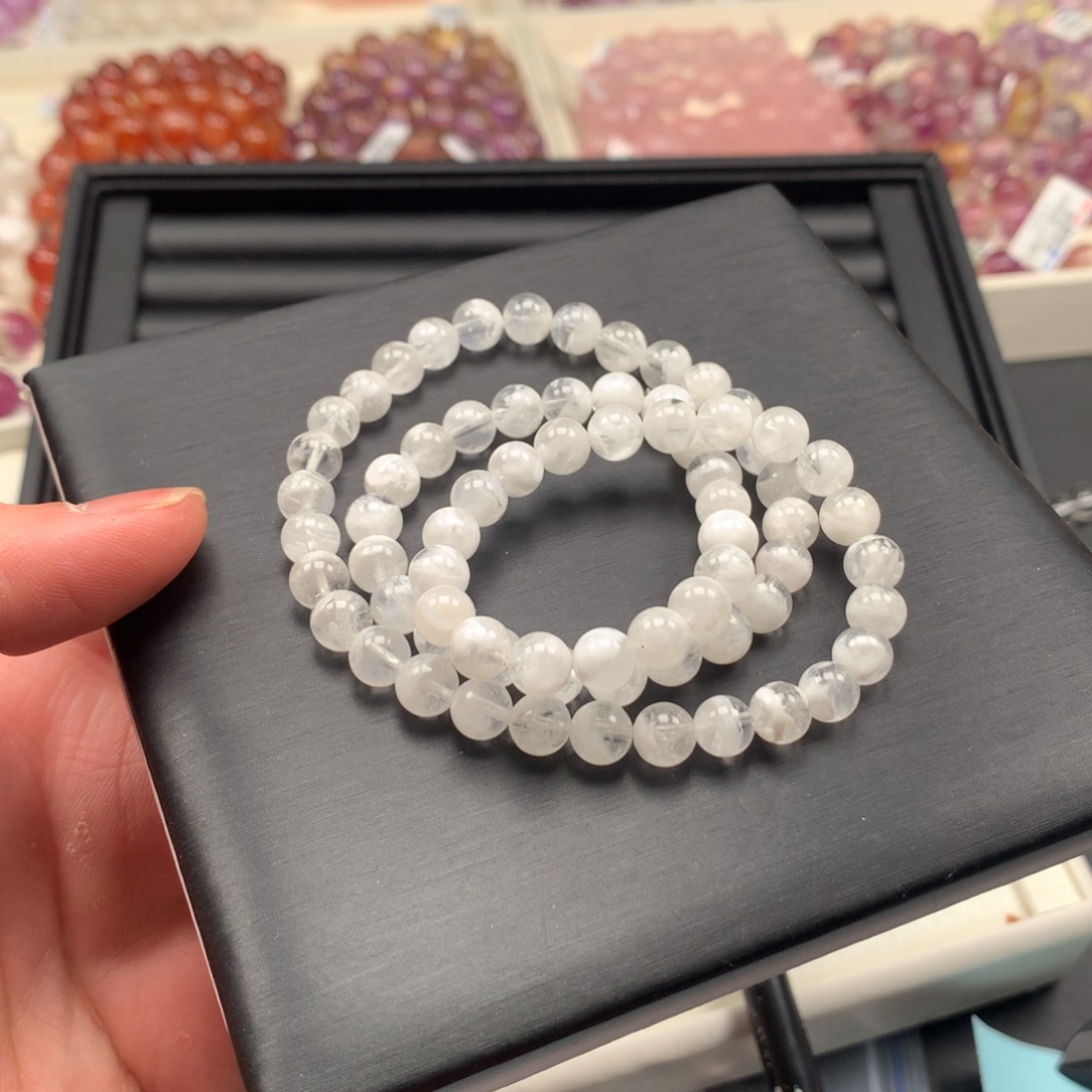 水晶手链未镶嵌白雪花三圈7、B6