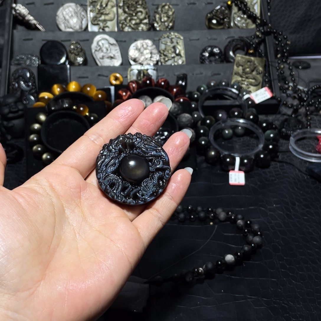 黑曜岩珠宝奇石未镶嵌小*爱