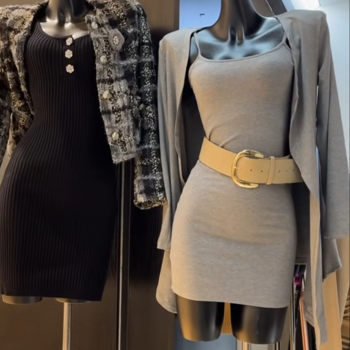 慵懒风灰色宽松长袖针织外套搭配吊带裙夏季女款