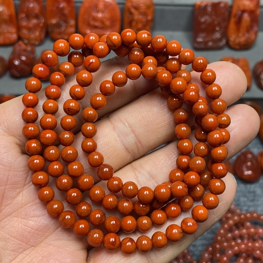 南红玛瑙手串未镶嵌5+’mm