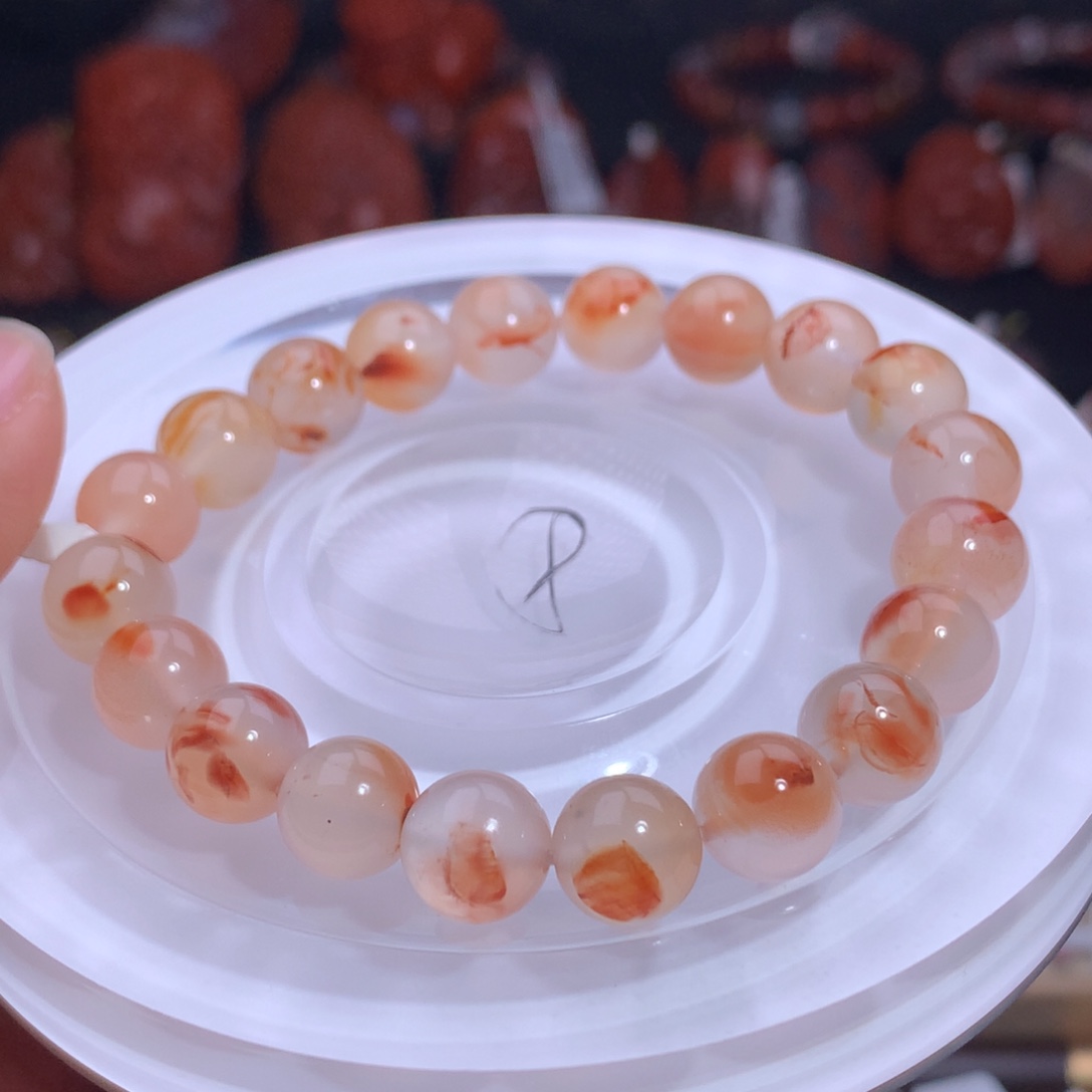 南红玛瑙未镶嵌珠宝半成品飘花手串