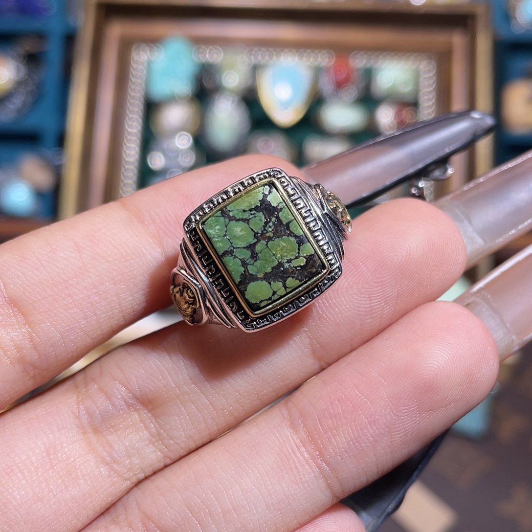 绿松石银S925镶嵌戒指