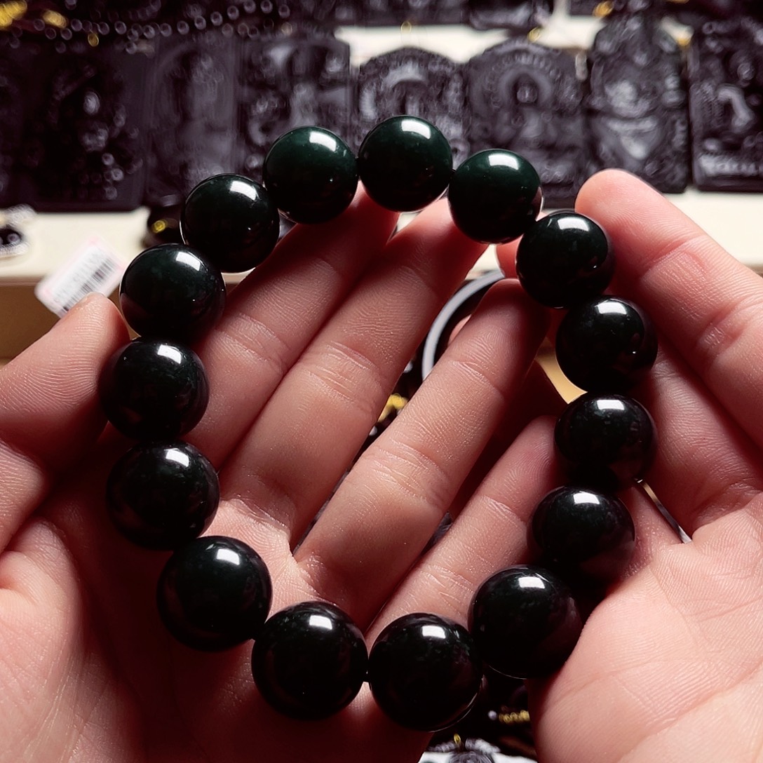 翡翠未镶嵌手链天然缅料A货卡15手串A046