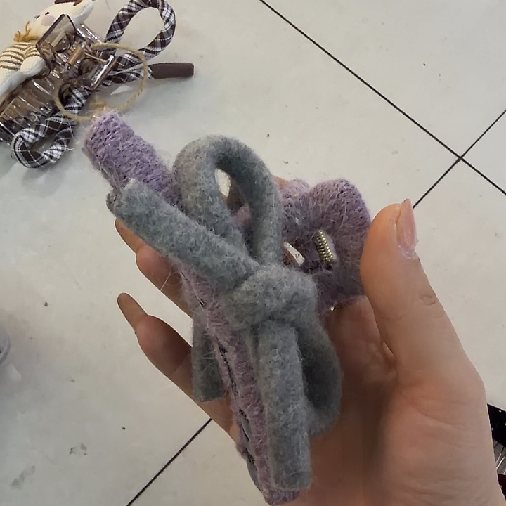 布艺合金灰紫色大抓夹韩国定制款-20