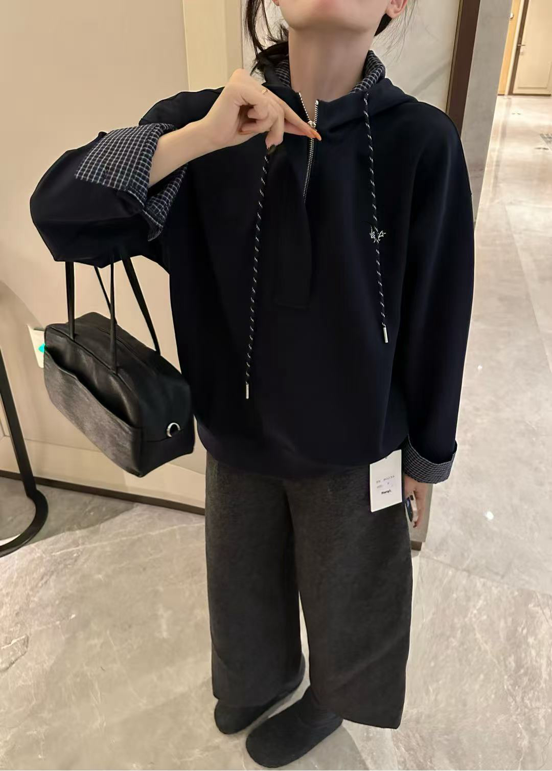 【80235】女#时尚百搭连帽宽松上衣