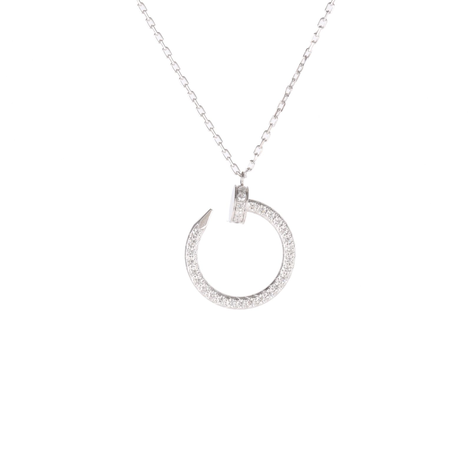 99新 Cartier/卡地亚 小花Jerry 白金满钻 钉子 项链 22年 大全