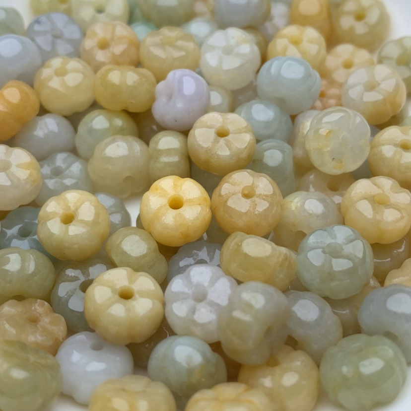 【闪购商品】翡翠手链未镶嵌卡5.6x8.7多宝南瓜珠20颗