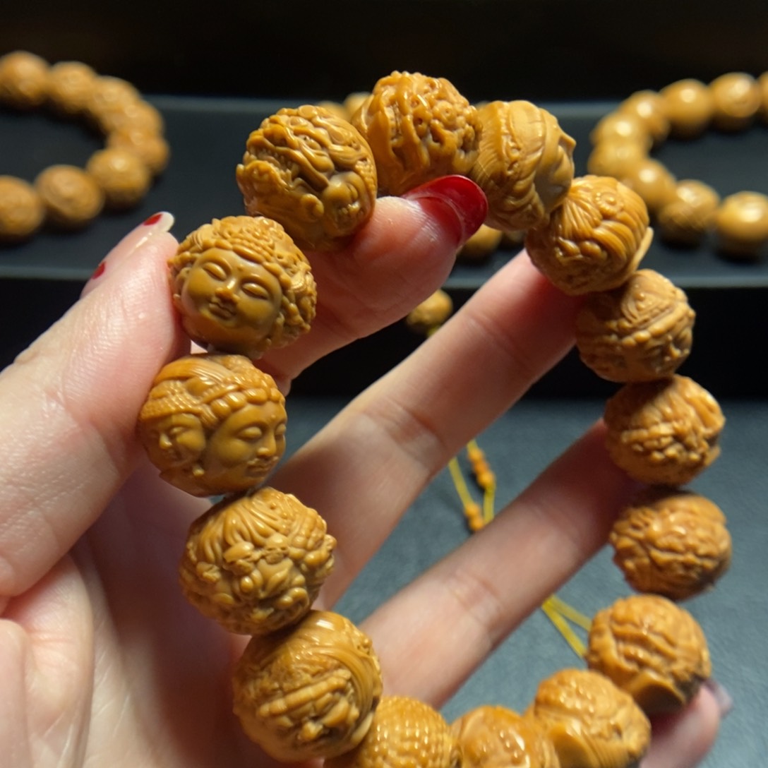 猴头核桃手串小*灰三面佛17