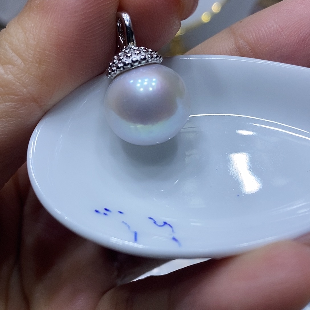 淡水珍珠耳钉银S925镶嵌