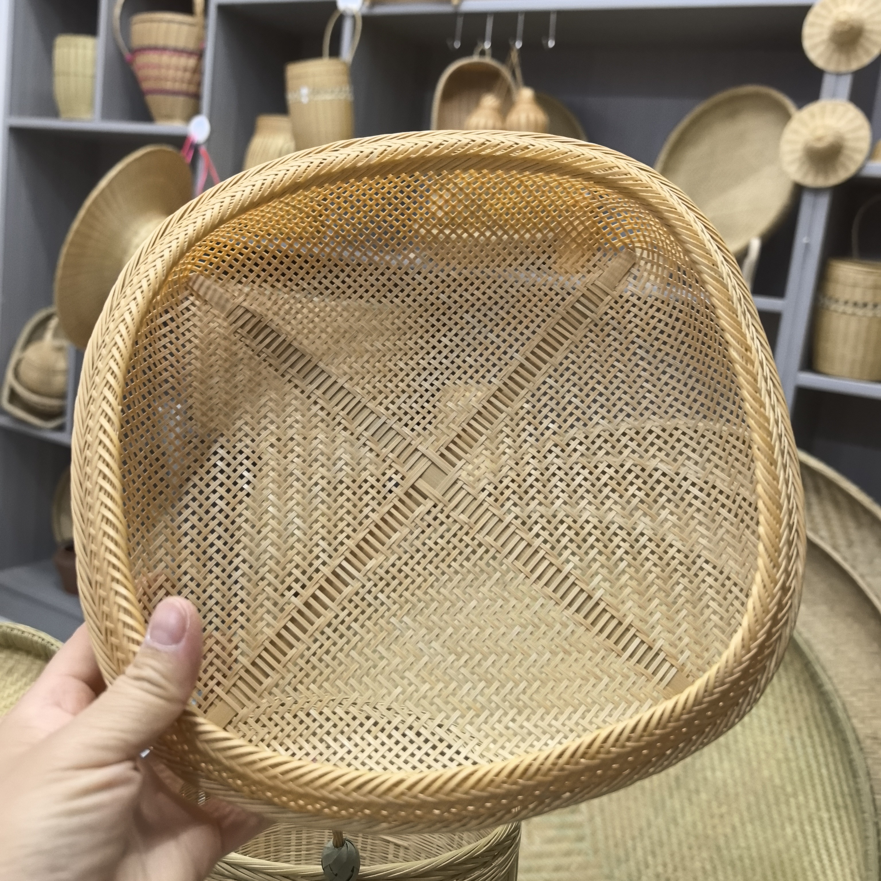纯手工金竹精编小麻篮手提篮装饰品