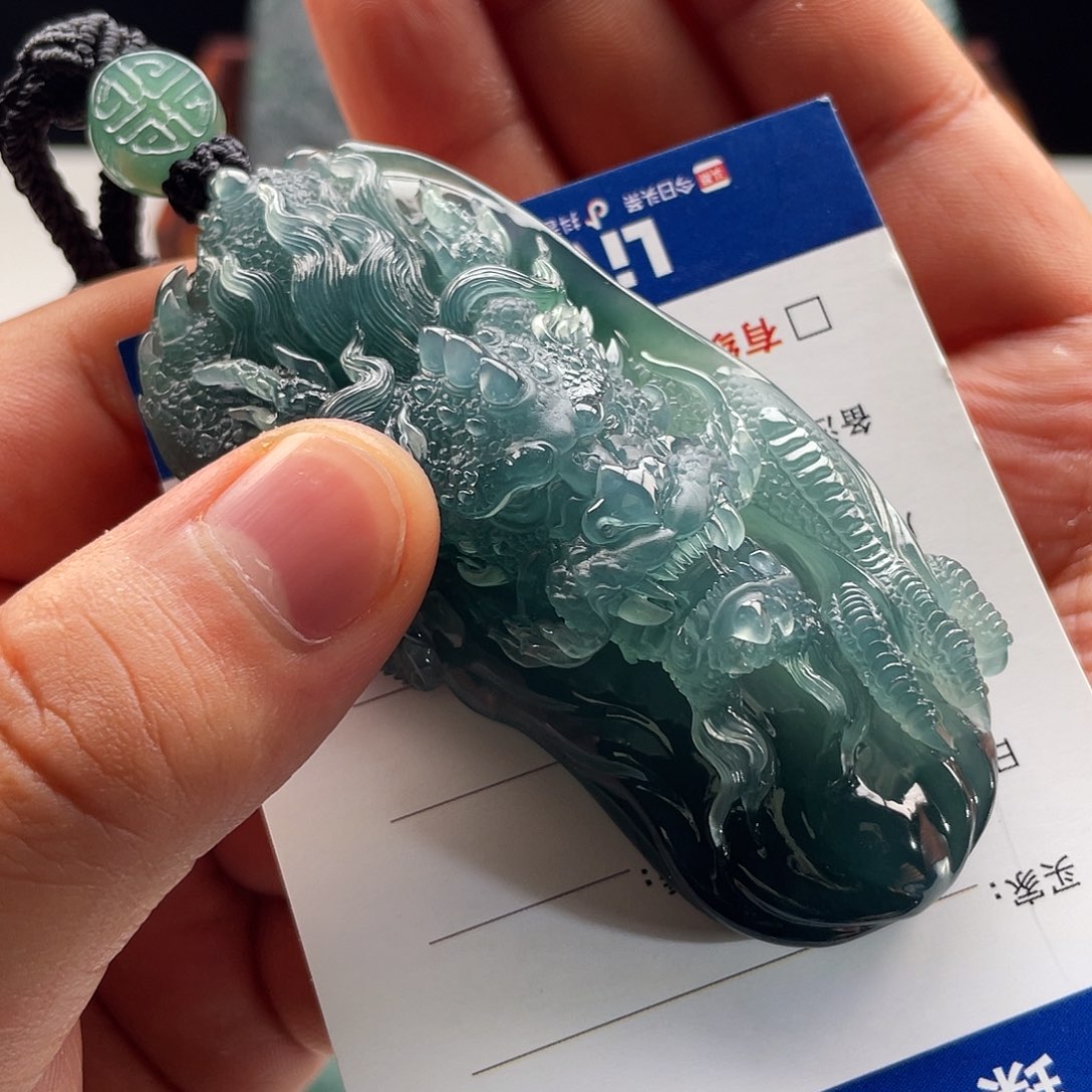 定制翡翠未镶嵌歌*龙牌