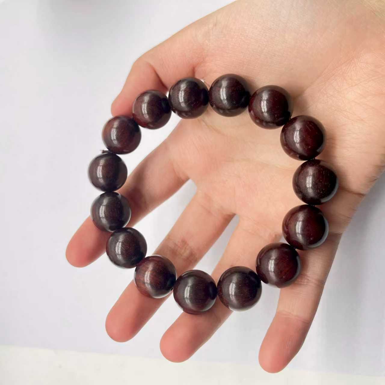 血檀男女款单圈手串卡15染料紫檀 075（无礼盒）