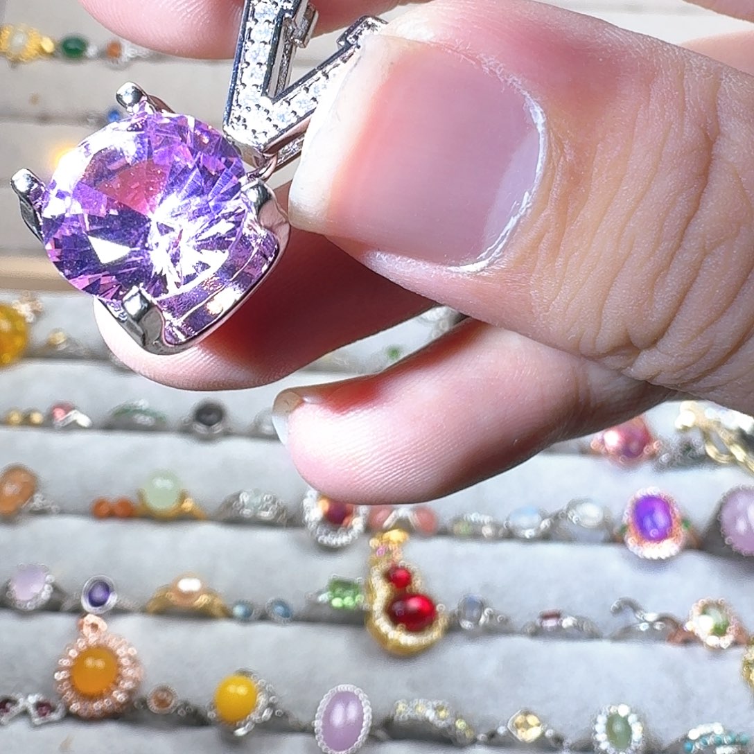 芙蓉石戒指银S925镶嵌