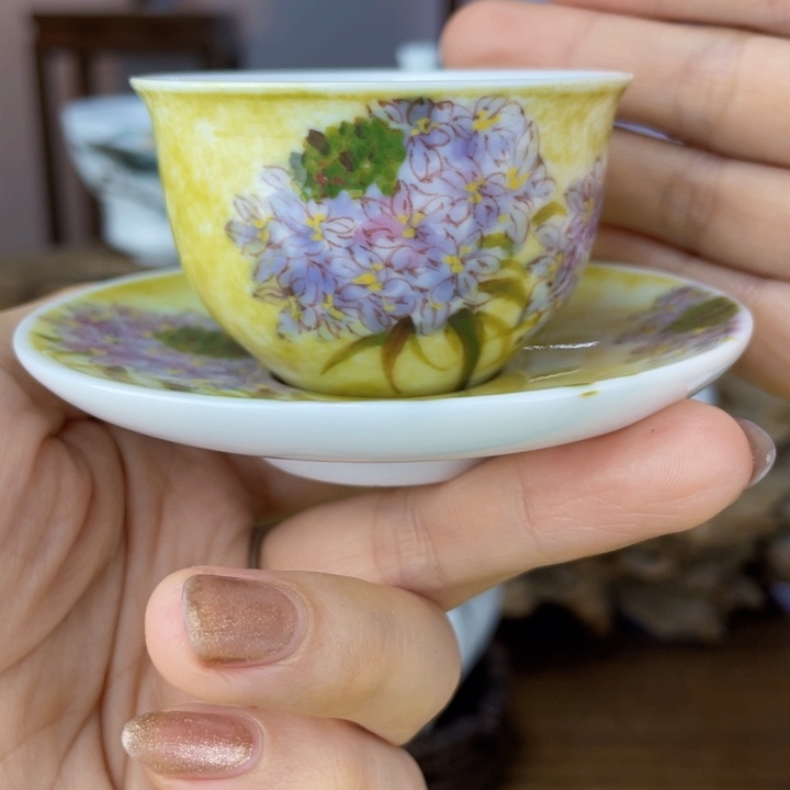 杯一杯一碟手绘釉下彩