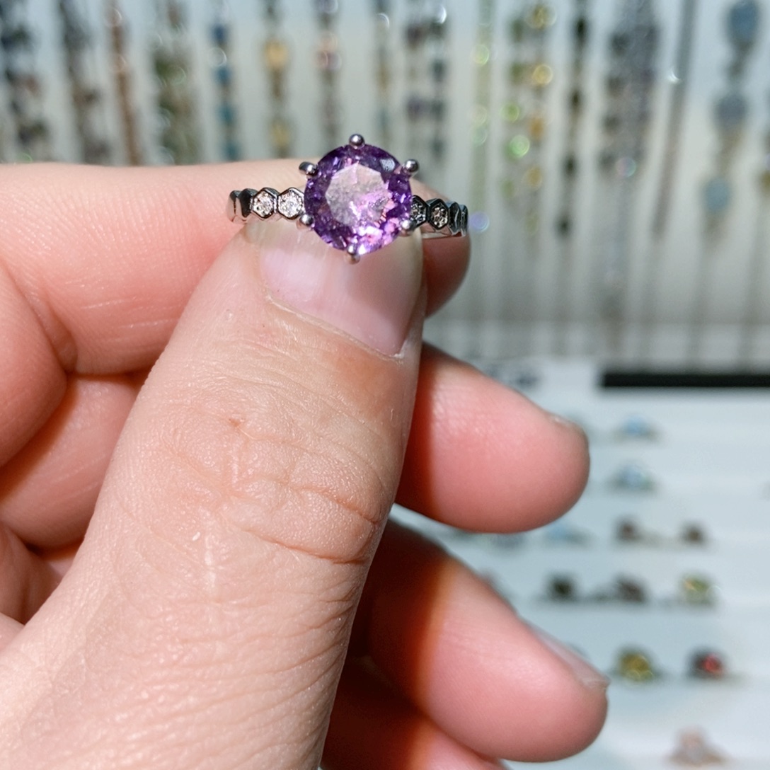 绿水晶戒指银S925镶嵌