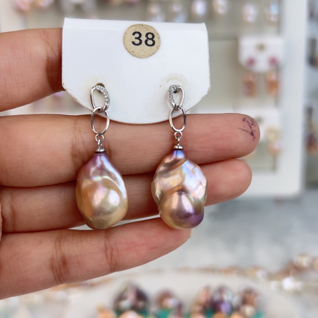 淡水珍珠耳饰银S925镶嵌世**平
