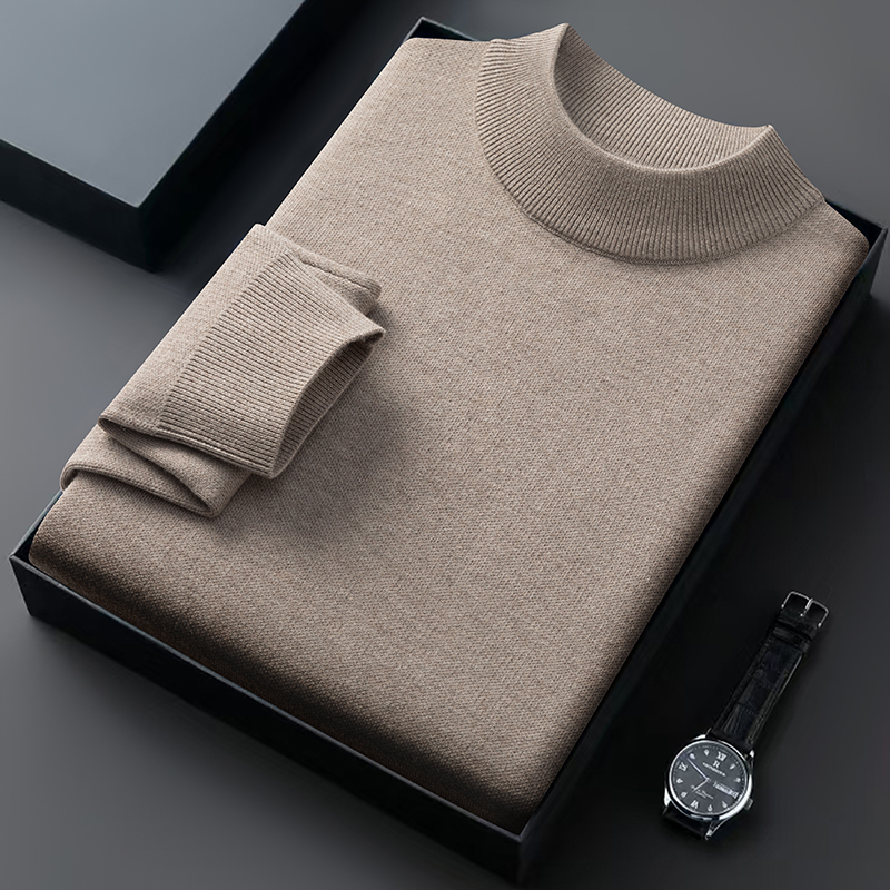 专柜正品毛衣男士秋冬加厚保暖半高领针织衫中老年上衣商品图